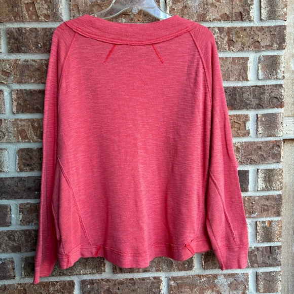 FREE PEOPLE We The Free Womens Dont Forget Me Pullover Shirt in Coral-Size Small - Picture 9 of 9
